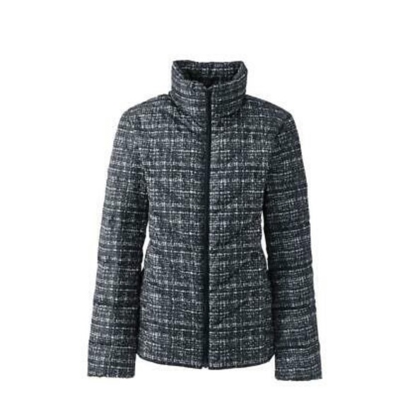 Lands End Tweed Print Down Puffer Jacket Size SP - Picture 4 of 9